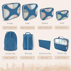 8 Set Packing Cubes for Travel (8 Set - Navy Blue / Set of 8)