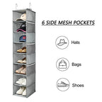 Hanging Shoe Organizer for Closet with Side Mesh Pockets (Grey(2 Pack))