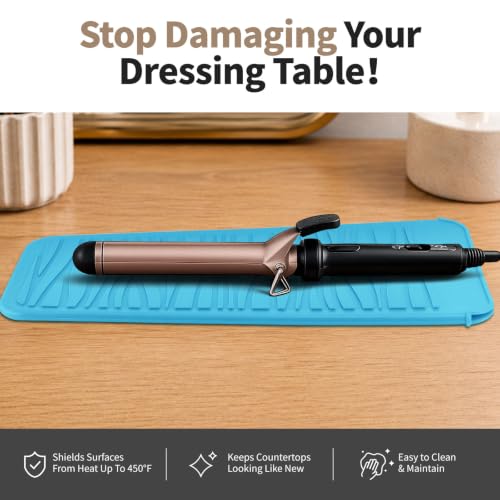 Silicone Heat Resistant Travel Mat Pouch for Hair Straighteners (1 Pack / Skyblue)