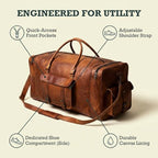 Leather Duffle Bag for Men Luggage Handmade Travel Bag Carry On Luggage Weekender Bags Overnight Gym Sports Cabin Holdall Bag For Airplanes Men And Women (28 inch)