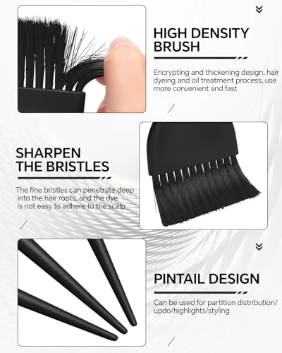 3 Pack Hair Color Brush Set (Black)