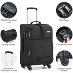 24 Inch Softside Expandable Checked Luggage with 4 Spinner Wheels (Black / 24 Inch)