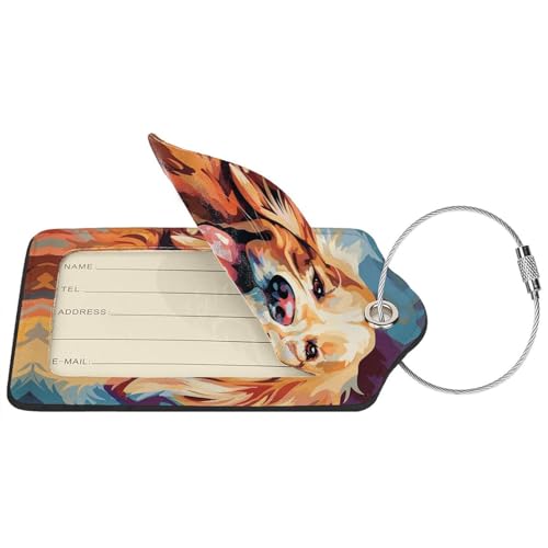 Dog Leather Luggage Tag with Stainless Steel Ring (2 PCS / Dog)