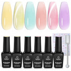 Beetles Jelly Gel Nail Polish Set (A - Pink Yellow Blue | Soft Glow Pudding)