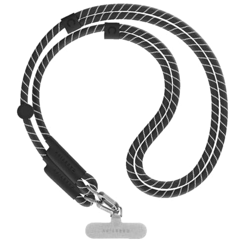 8mm Rope Cross Body Strap with Card (8mm / Black With Sliver Clasp)