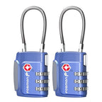 TSA Approved Cable Luggage Locks (3 Digit blue 2 pack)