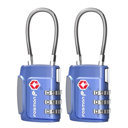 TSA Approved Cable Luggage Locks (3 Digit blue 2 pack)