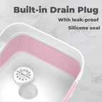 2.6 Gal Collapsible Baby Bottle Wash Basin with Drain Plug (Pink)