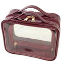 Clear Makeup Bag Toiletry Bag for Women Cosmetic Case Large Capacity Travel Make Up Bag Organizer Transparent Storage Compartment TSA Approved (GLAZED BURGUNDY)