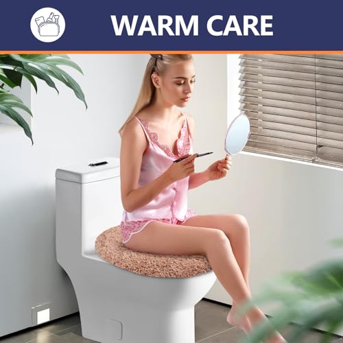 Microfiber Elongated Toilet Seat Cover 19.5"x 15" Machine Washable (Blush Pink / Elongated)