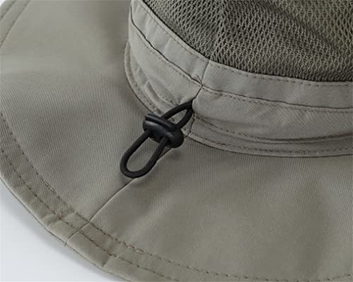 Women's Summer Beach Hats Breathable Mesh Bucket Sun Hat Wide Brim UV Protection Fishing Hiking Hat Army Green (Large / Army Green)