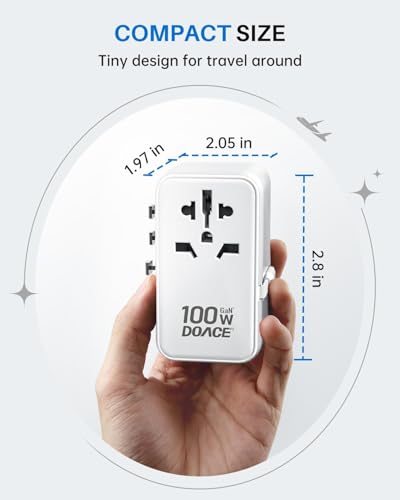 100W GaN Universal Travel Adapter with USB (White)