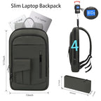 Business Backpack for Men Slim Lightweight Laptop Backpack for 17.3 Inch Computer Water Resistant Small Office Backpack for Commute Travel Daily Office Work with Small Bag (17.3" / With Pocket / Green)