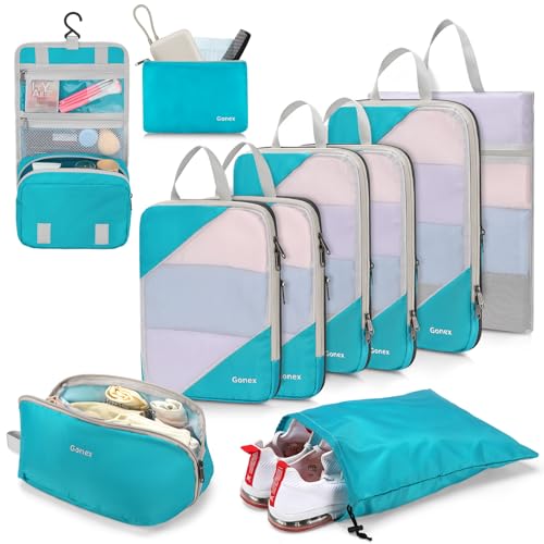 Compression Packing Cubes for Travel (Set of 10 / 10-Blue)