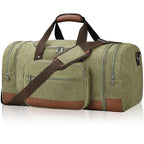 60L Canvas Duffle Bag for Travel Weekend Gym Overnight Carry (Army Green / 60L)