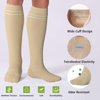 Viscose Made from Bamboo Compression Socks for Pregnant Women 20 (Large / 4 Pair-wheat)