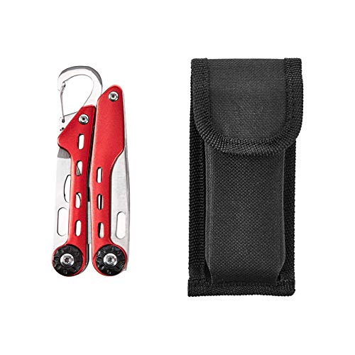 10-in-1 Stainless Steel Multitool for Hiking and Survival Gear with Needlenose Pliers, Wire Cutter, Saw, Safety Lock, Nylon Sheath, Red (10-in-1 / Red)