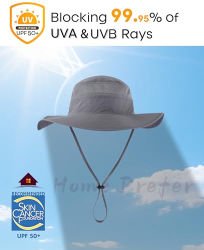 UPF 50+ Men's Sun Hat Wide Brim UV Sun Protection Bucket Hat for Mens Fishing Hat Womens Beach Safari Garden Golf (One Size / Dark Gray)