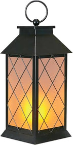 18" Solar Lanterns Outdoor Waterproof Flickering Flame Black (Antique Black)