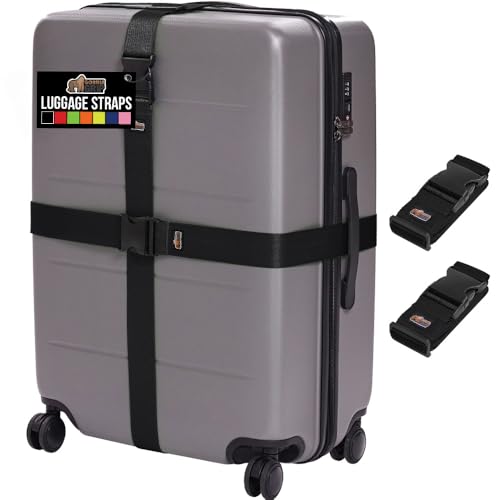 Heavy Duty Luggage Straps for Suitcase (Black)