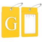 2 Pack Initial Luggage Tags for Suitcases Airplane Travel Essentials (Large G / Yellow)