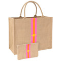 Large Beach Bag Jute Woven Pink and Orange. Pool and beach bags for women (Pink and Orange)