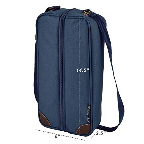 Insulated Wine Tote with 2 Wine Glasses (Trellis Blue)