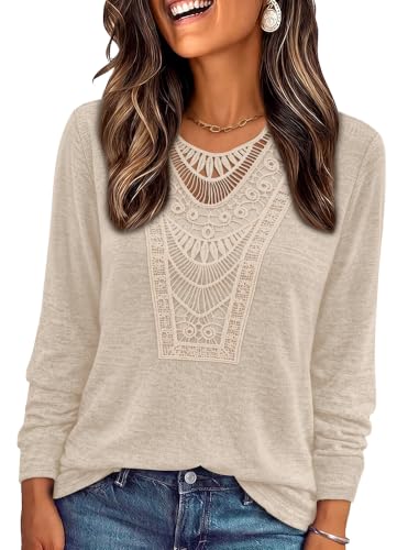 Women's Tops Tees & Blouses Long Sleeve Linen Shirts Plus Size Clothes XL (X-Large / Apricot)