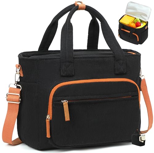 Insulated Lunch Box for Work with Cup Holder (Black Brown / 13L)