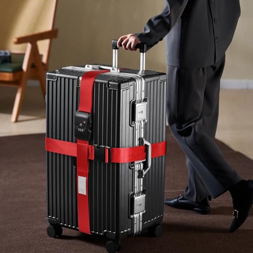 Heavy Duty Luggage Straps with TSA Lock (Cross Red-New)