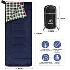 Outdoors Cotton Flannel Sleeping Bag for Camping Backpacking (Green Plaid with 2lbs Filling)