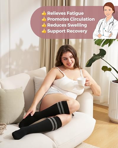 Pregnancy Compression Socks Women (XX-Large / Black/White)