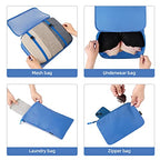10 Set Packing Cubes Various Sizes Packing Organizer for Travel Accessories Luggage Carry On Suitcase (10-Blue / 10 Set-full Mesh)