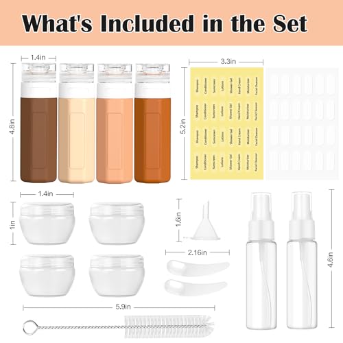 Travel Bottles for Toiletries 3oz (17Pack / Apricot)