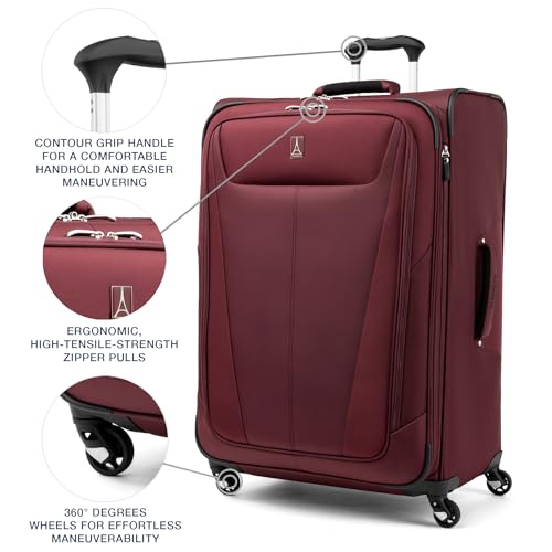 Maxlite 5 Softside Checked Luggage Spinner (Checked-Large 29-Inch / Burgundy)