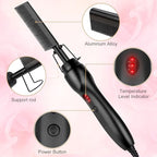 Electric Hot Comb Hair Straightener Heat Pressing Comb Curling Flat Iron Curler Hair Straightener Brush for Natural Black (Black-3-gear)