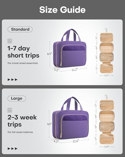 Hanging Travel Toiletry Bag Women Men (Dark Purple / Medium)