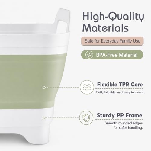Collapsible Dish Basin with Drain Plug (Green)