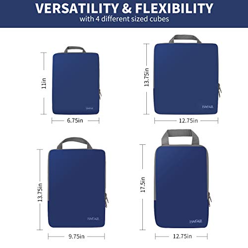 4 Set/6 Set/8 Set Compression Packing Cubes Travel Accessories Expandable Packing Organizers (Cloth Pattern, 4-Navy) (4-Navy / Cloth Pattern)
