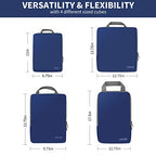 4 Set/6 Set/8 Set Compression Packing Cubes Travel Accessories Expandable Packing Organizers (Cloth Pattern, 4-Navy) (4-Navy / Cloth Pattern)