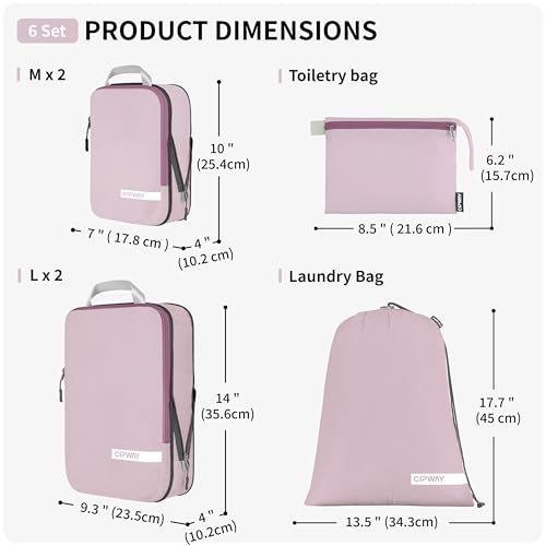 Compression Packing Cubes for Travel (Mauve Pink / 6PCS)