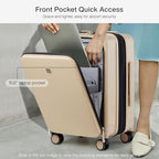 Grace Carry On Luggage with Wheels Airline Approved Hard Shell Suitcases with Front Pocket (Cuban Sand / 20 Inch-2)