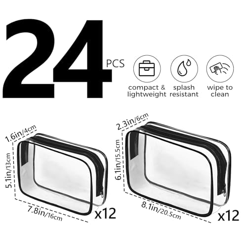 Clear Makeup Bag (24 Packs Black)