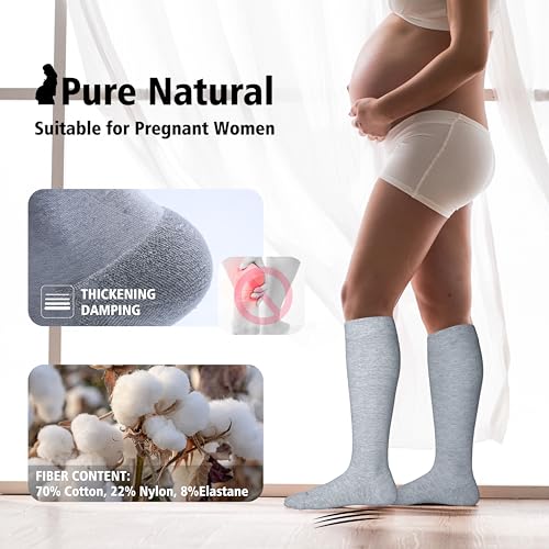 Cotton Compression Socks for Women Men 20 (2 Pairs-grey / Small-Medium)