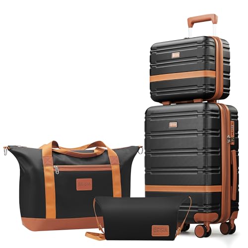 Luggage Sets with spinner wheels (Black / 4 Piece Sets(14/20/DB/TB))