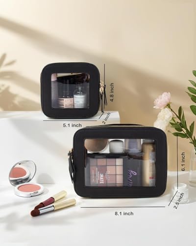 Travel Clear Makeup Bag Set (Mini+Large Black)