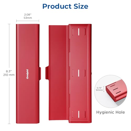 Wider Aluminum Toothbrush Travel Case (Red / 1 Pack (Large))