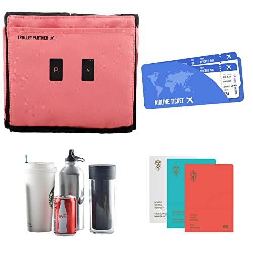 Luggage Travel Cup Holder Free Hand Drink Carrier (No Hook & Loop: Pink)