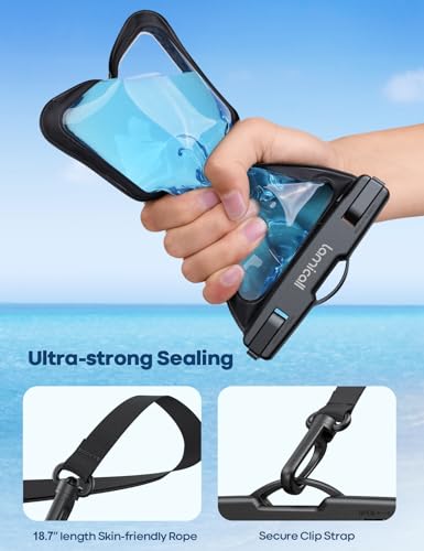 Waterproof Phone Pouch (Black & Bright Red 7")