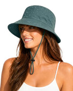 Water Resistant UPF 50+ Sun Bucket Hat Packable Brimmed for Women Men (One Size / Blue Gray)